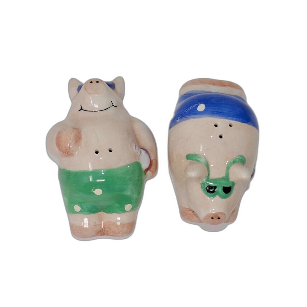 Coco Dowley Sunbathing Pigs Salt Pepper Shakers RARE